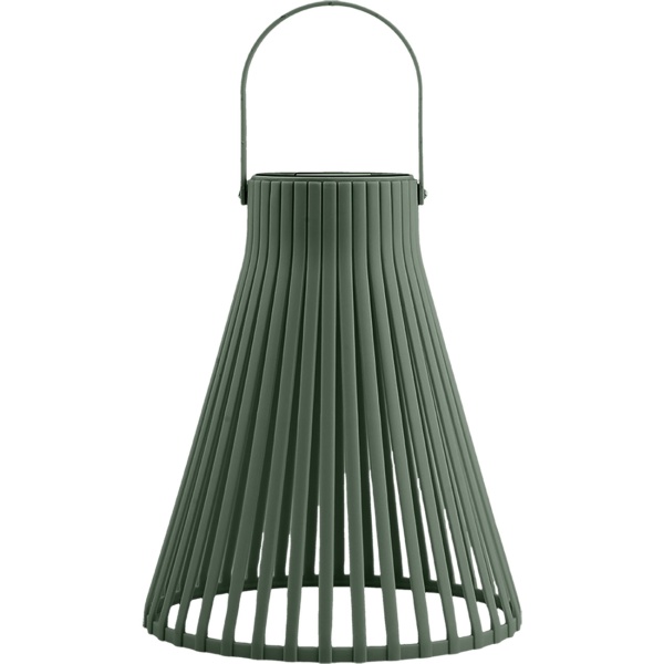 Dekorative LED Solar Laterne für Aussen, Moderne Gartenlaterne in Grün mit Tragegriff, Solarlampe im Lamellen-Design für Balkon & Terrasse