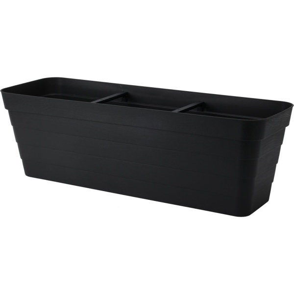 2er-Set Rechteckiger Balkonkasten in Anthrazit – 60x20x19 cm – Pflanzenkübel mit integriertem Bewässerungssystem – Robuster Blumenkasten für Terrasse und Balkon