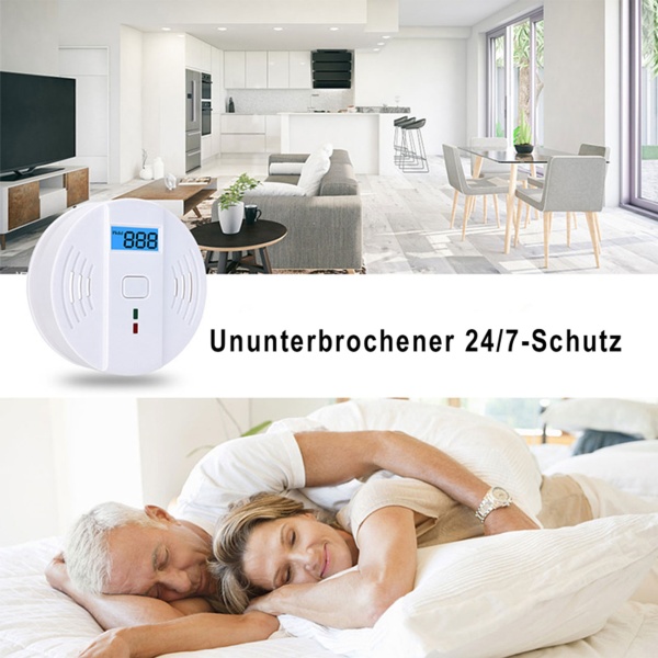 Kohlenmonoxid-Melder CO-Detektor mit LCD-Display, 85 dB Alarm, DIN EN5029 Zertifiziert, CO-Warner mit Speicherfunktion für Zuhause & Camping