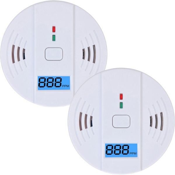 2er-Set Kohlenmonoxid-Melder CO-Detektor mit LCD-Display, 85 dB Alarm, DIN EN5029 Zertifiziert, CO-Warner mit Speicherfunktion für Zuhause & Camping
