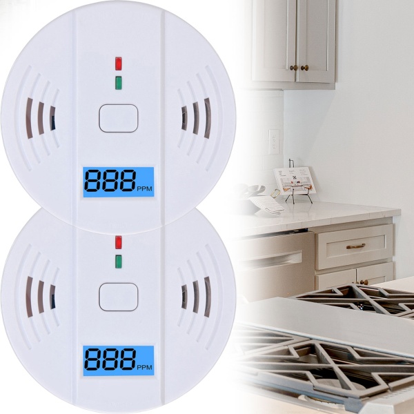 2er-Set Kohlenmonoxid-Melder CO-Detektor mit LCD-Display, 85 dB Alarm, DIN EN5029 Zertifiziert, CO-Warner mit Speicherfunktion für Zuhause & Camping