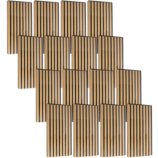 16er-Set Wandpaneele 60x30 cm in edler Holzoptik – Akustik-Wandverkleidung aus MDF & PET – Nachhaltiges Design FSC-zertifiziert für eine moderne Raumgestaltung