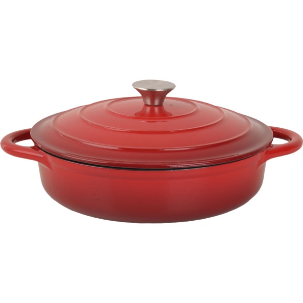 Premium Gusseisen Topfset 3tlg. in Rot - Emaillierter Schmortopf Set mit Deckel (17 cm, 22cm & 28cm) - Ideal für Induktion, Backofen & alle Herdarten