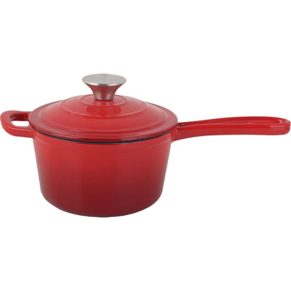 Premium Gusseisen Topfset 3tlg. in Rot - Emaillierter Schmortopf Set mit Deckel (17 cm, 22cm & 28cm) - Ideal für Induktion, Backofen & alle Herdarten
