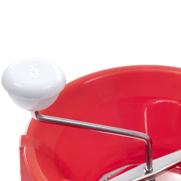Robuste Gemüsemühle Ø22cm in Rot-Weiss mit 3 Sieben: Passiermühle ideal für Zubereitung von Saucen, feinem Püree und Babynahrung