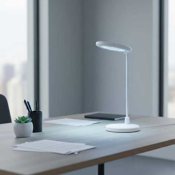 Elegante LED Schreibtischlampe mit Schminkspiegel & Akku, Weiss – Dimmbare Kosmetiklampe & Make-up Licht für Schminktisch & Büro, USB-C, 58.3cm