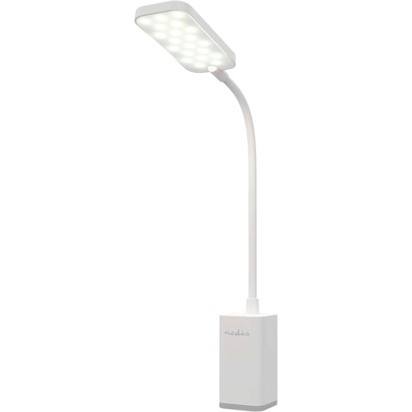Elegante LED Schreibtischlampe dimmbar mit Klemme – Moderne Tischleuchte für Büro, Studium & Lesen, USB Akku Klemmlampe, Weiss