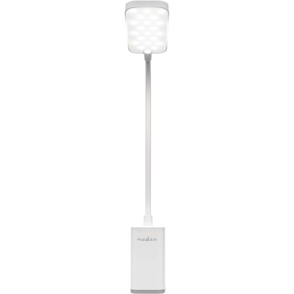 Elegante LED Schreibtischlampe dimmbar mit Klemme – Moderne Tischleuchte für Büro, Studium & Lesen, USB Akku Klemmlampe, Weiss