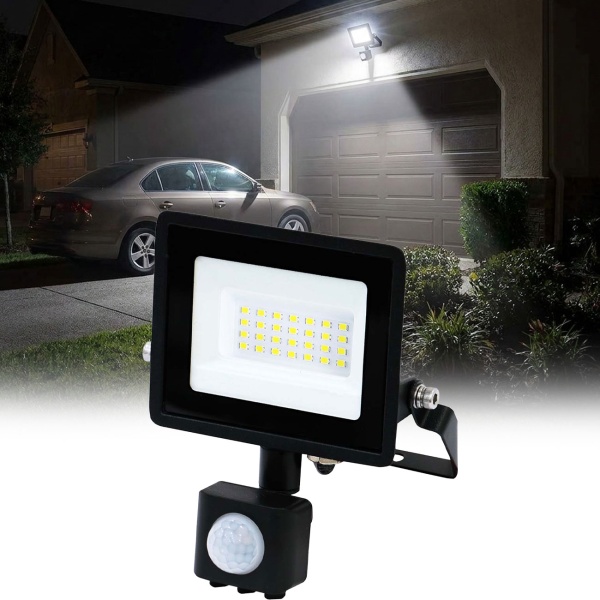 LED Flutlichtstrahler mit Bewegungssensor – 1620 Lumen Aussenstrahler - 4000K - Verstellbarer Wandstrahler IP44 – 3x8m Erfassung