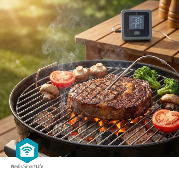 Präzises Bluetooth Fleischthermometer mit 2 Sonden für BBQ & Ofen – Smarte App-Steuerung, Timer & Alarm für perfekte Grillergebnisse, 7,5cm