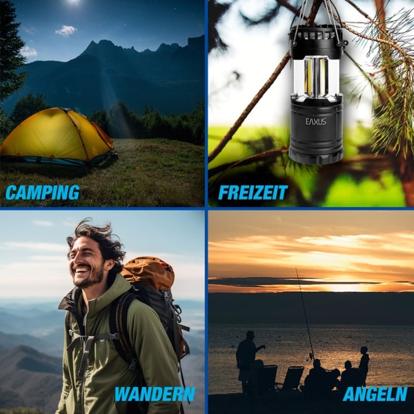 2in1 Campinglampe & Ventilator – Helles COB Licht & Abkühlung für Zelt, Outdoor & Wandern – Kompakt & Batteriebetrieben