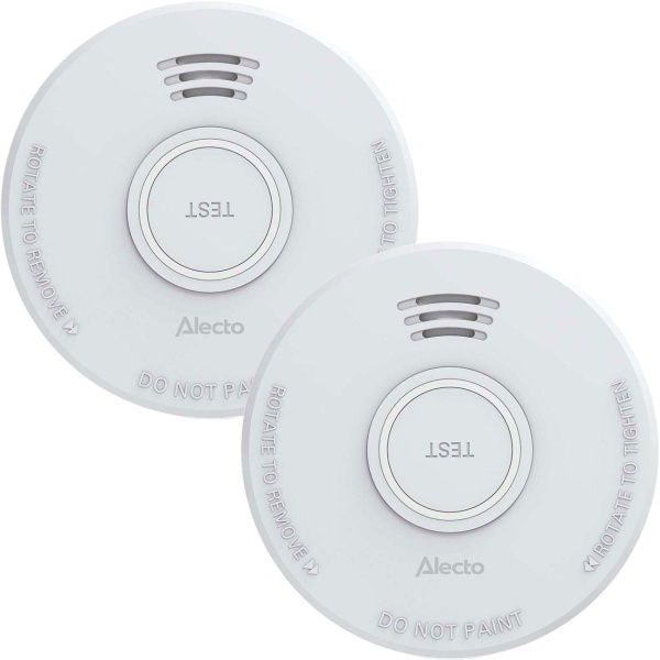 2er-Set Fotoelektrischer Rauchmelder DIN EN 14604 Konform - Zuverlässiger Feuermelder mit 85dB Alarm & Prüftaste - 9V Batteriebetrieb & Montagematerial