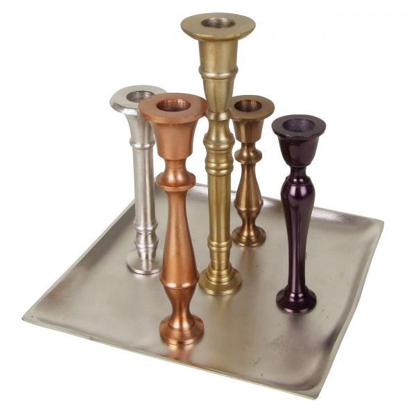 Moderner Design Kerzenständer aus Aluminium für 5 Kerzen, 22,5x22,5x23cm, 5 Metallfarben – Stilvoller Kerzenleuchter für Ambiente