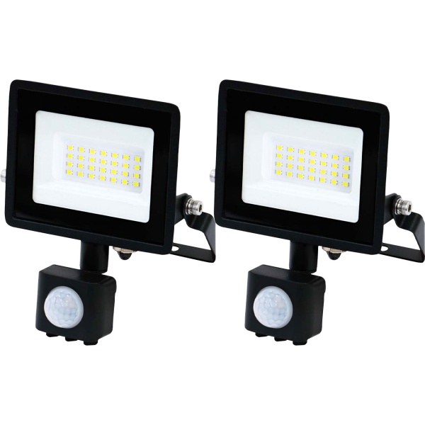 2er-Set LED Flutlichtstrahler mit Bewegungssensor – 1620 Lumen Aussenstrahler - 4000K - Verstellbarer Wandstrahler IP44 – 3x8m Erfassung