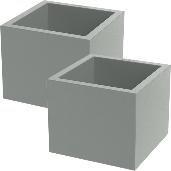 2er-Set Blumentopf Quadratisch 38cm in Beton-Grau, Pflanzkasten 25L aus Kunststoff für Innen & Aussen, Frostsicher & UV-Beständig, Leichtgewicht