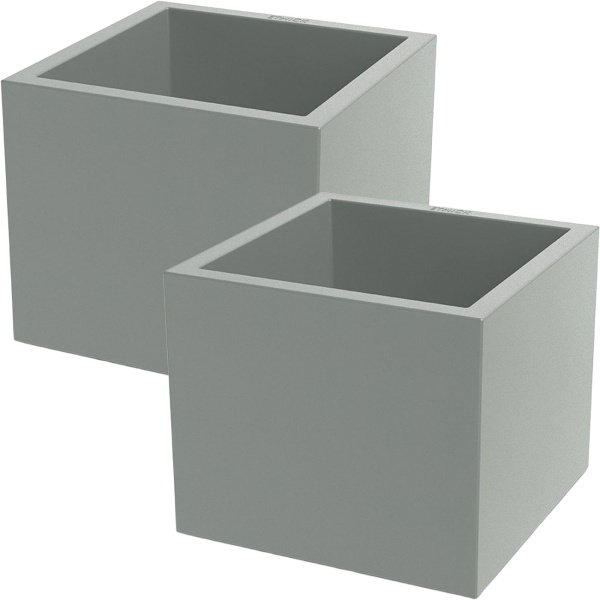 2er-Set Blumentopf Quadratisch 47cm in Beton-Grau, Pflanzkasten 51L aus Kunststoff für Innen & Aussen, Frostsicher & UV-Beständig, Leichtgewicht
