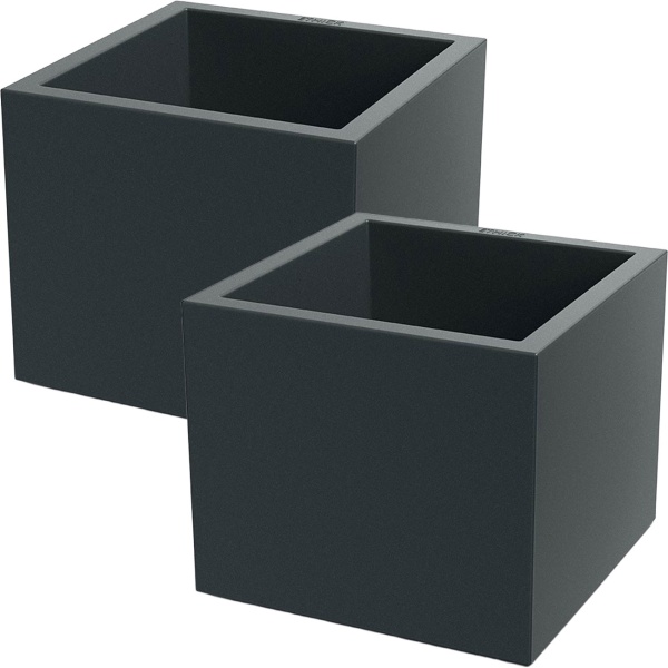 2er-Set Blumentopf Quadratisch 47cm in Anthrazit, Pflanzkasten 51L aus Kunststoff für Innen & Aussen, Frostsicher & UV-Beständig, Leichtgewicht