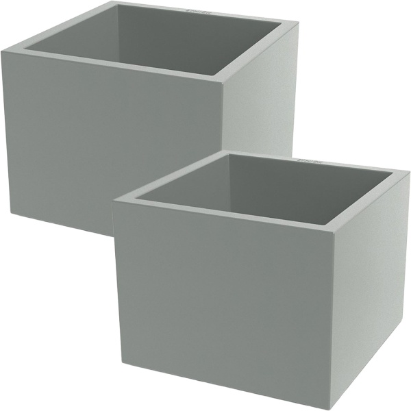 2er-Set Blumentopf Quadratisch 58cm in Beton-Grau, Pflanzkasten 91L aus Kunststoff für Innen & Aussen, Frostsicher & UV-Beständig, Leichtgewicht