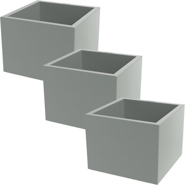 3er-Set Blumentopf Quadratisch 58cm in Beton-Grau, Pflanzkasten 91L aus Kunststoff für Innen & Aussen, Frostsicher & UV-Beständig, Leichtgewicht