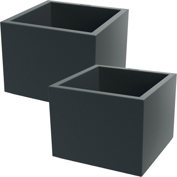 2er-Set Blumentopf Quadratisch 58cm in Anthrazit, Pflanzkasten 91L aus Kunststoff für Innen & Aussen, Frostsicher & UV-Beständig, Leichtgewicht