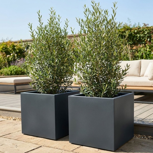 2er-Set Blumentopf Quadratisch 58cm in Anthrazit, Pflanzkasten 91L aus Kunststoff für Innen & Aussen, Frostsicher & UV-Beständig, Leichtgewicht