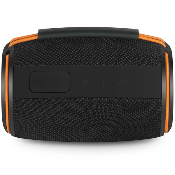 Kompakter Bluetooth 5.4 Lautsprecher, 40W - Mobiler kabelloser Musik-Speaker, tragbar mit Akku für Outdoor & Zuhause, satter Sound, Schwarz/Orange