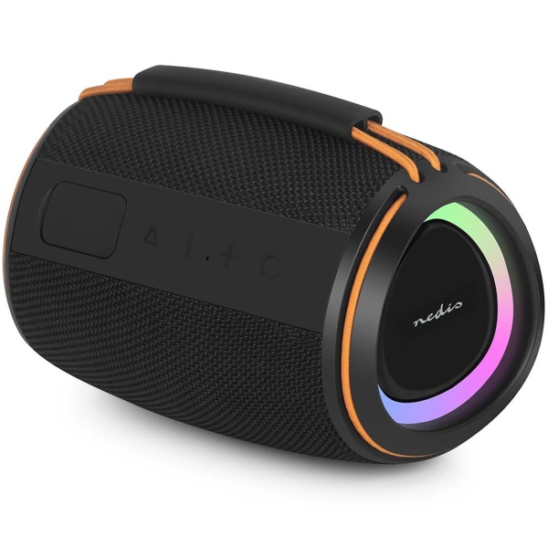 Kompakter Bluetooth 5.4 Lautsprecher, 40W - Mobiler kabelloser Musik-Speaker, tragbar mit Akku für Outdoor & Zuhause, satter Sound, Schwarz/Orange