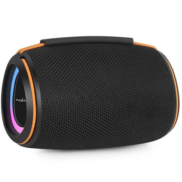 Kompakter Bluetooth 5.4 Lautsprecher, 40W - Mobiler kabelloser Musik-Speaker, tragbar mit Akku für Outdoor & Zuhause, satter Sound, Schwarz/Orange