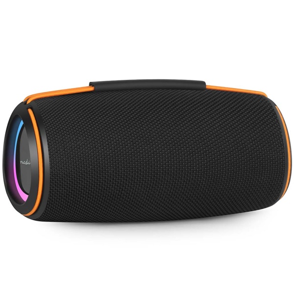 Bluetooth 5.4 Lautsprecher, 60W - Mobiler kabelloser Musik-Speaker, tragbar mit Akku für Outdoor & Zuhause, satter Sound, Schwarz/Orange