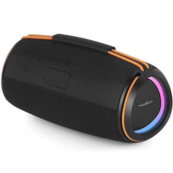 Bluetooth 5.4 Lautsprecher, 60W - Mobiler kabelloser Musik-Speaker, tragbar mit Akku für Outdoor & Zuhause, satter Sound, Schwarz/Orange