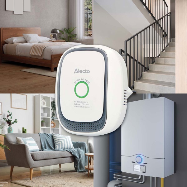 Gasmelder für die Steckdose – Methan & Erdgas Detektor mit 70dB Alarm & LED-Ring – EN50194 zertifiziert – Gaswarner für Küche, Therme & Heizung