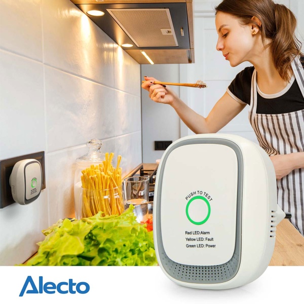 Gasmelder für die Steckdose – Methan & Erdgas Detektor mit 70dB Alarm & LED-Ring – EN50194 zertifiziert – Gaswarner für Küche, Therme & Heizung