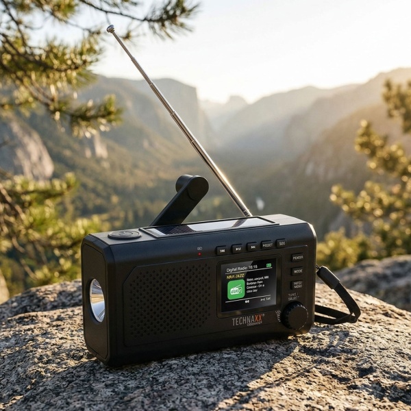 Zuverlässiges Solar-Kurbelradio DAB+ UKW Notfallradio mit Powerbank, Taschenlampe & Bluetooth: Robustes Outdoor-Radio für Camping & Krise