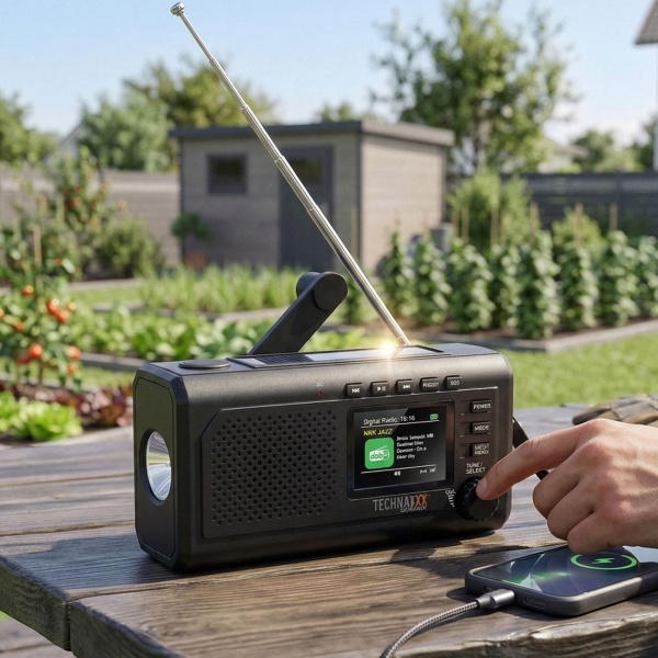 Zuverlässiges Solar-Kurbelradio DAB+ UKW Notfallradio mit Powerbank, Taschenlampe & Bluetooth: Robustes Outdoor-Radio für Camping & Krise