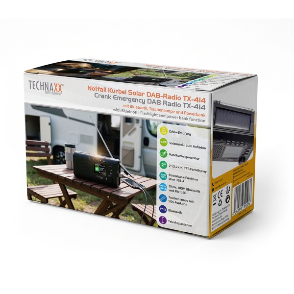 Zuverlässiges Solar-Kurbelradio DAB+ UKW Notfallradio mit Powerbank, Taschenlampe & Bluetooth: Robustes Outdoor-Radio für Camping & Krise