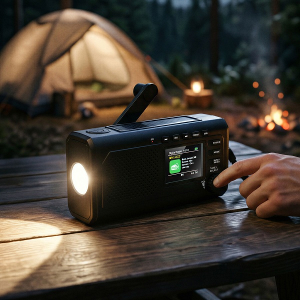 Zuverlässiges Solar-Kurbelradio DAB+ UKW Notfallradio mit Powerbank, Taschenlampe & Bluetooth: Robustes Outdoor-Radio für Camping & Krise