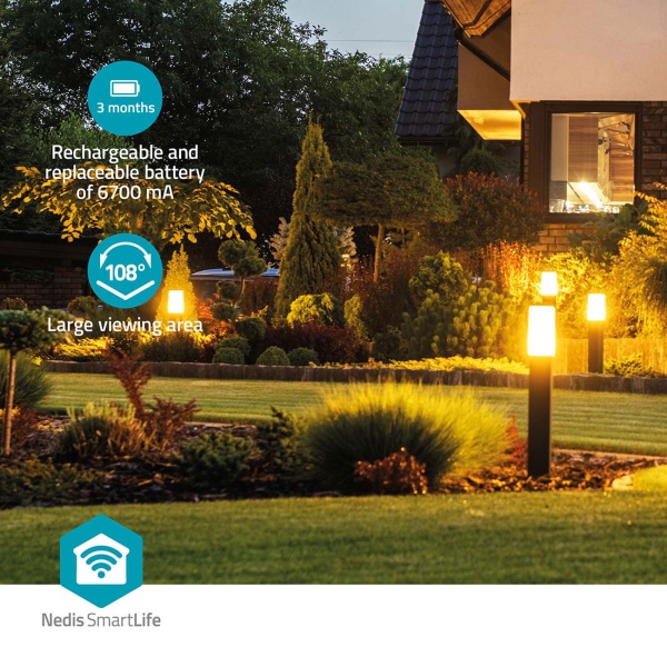 4K Wi-Fi Outdoor Kamera mit Akku & Solar-Option, PTZ 355° Schwenkbar, Farb-Nachtsicht, Flutlicht, Sirene, IP65 Wasserdicht & Alexa/Google Support