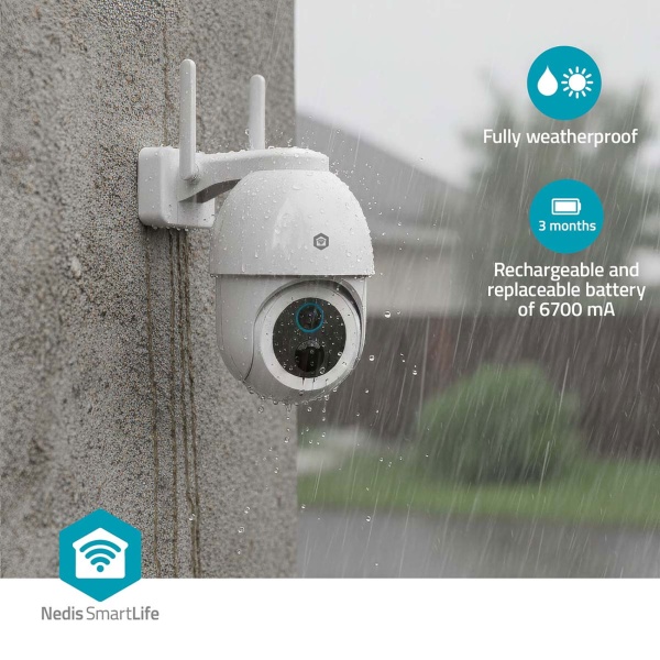 4K Wi-Fi Outdoor Kamera mit Akku & Solar-Option, PTZ 355° Schwenkbar, Farb-Nachtsicht, Flutlicht, Sirene, IP65 Wasserdicht & Alexa/Google Support