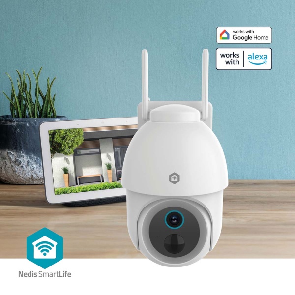 4K Wi-Fi Outdoor Kamera mit Akku & Solar-Option, PTZ 355° Schwenkbar, Farb-Nachtsicht, Flutlicht, Sirene, IP65 Wasserdicht & Alexa/Google Support
