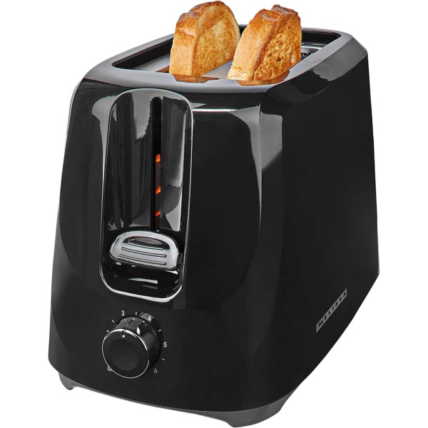 Toaster 2 Schlitze in Schwarz – Moderner 700W Design Toaster mit 6 Bräunungsstufen, Krümelschublade & Abbruchfunktion – Inkl. Kabelaufbewahrung