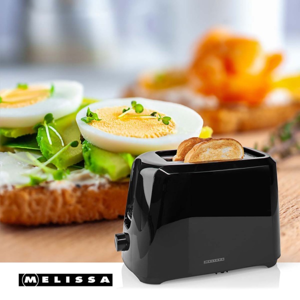 Toaster 2 Schlitze in Schwarz – Moderner 700W Design Toaster mit 6 Bräunungsstufen, Krümelschublade & Abbruchfunktion – Inkl. Kabelaufbewahrung