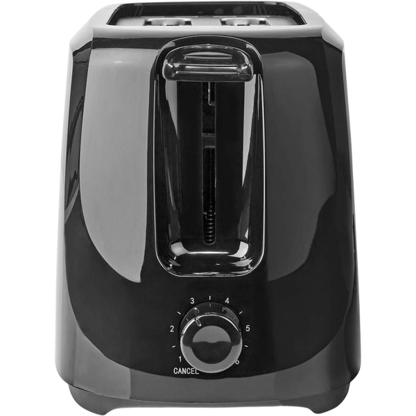 Toaster 2 Schlitze in Schwarz – Moderner 700W Design Toaster mit 6 Bräunungsstufen, Krümelschublade & Abbruchfunktion – Inkl. Kabelaufbewahrung