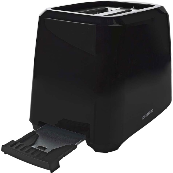 Toaster 2 Schlitze in Schwarz – Moderner 700W Design Toaster mit 6 Bräunungsstufen, Krümelschublade & Abbruchfunktion – Inkl. Kabelaufbewahrung