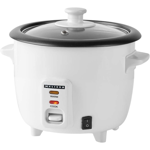 Reiskocher 0,6L mit Dampfgarereinsatz 300W – Antihaftbeschichteter Innentopf, Glasdeckel & Warmhaltefunktion – Inklusive Messbecher & Löffel