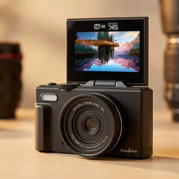 Digitale 4K Fotokamera – Profi Vlogging Kamera mit WiFi, Flip Screen & 75MP, Kompakte Vlog Fotokamera für Urlaub & YouTube, Schwarz