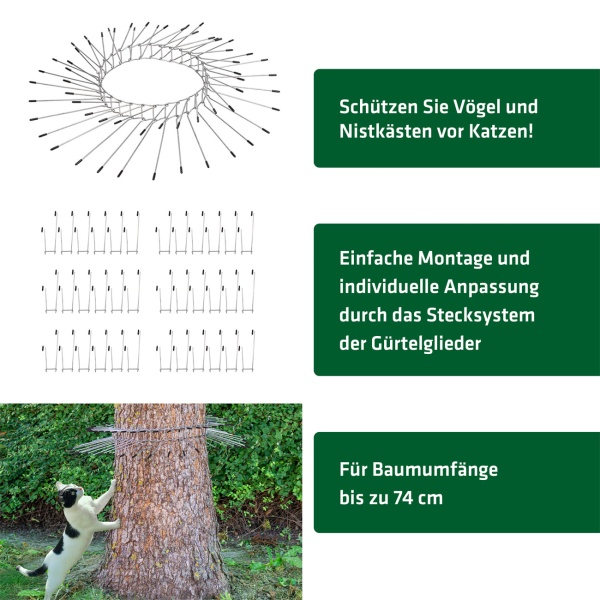Katzenabwehrgürtel: Effektiver Katzenschreck & Kletterschutz für Bäume – Sicherer Vogelschutz für Nistkasten & Nest, bis 74cm