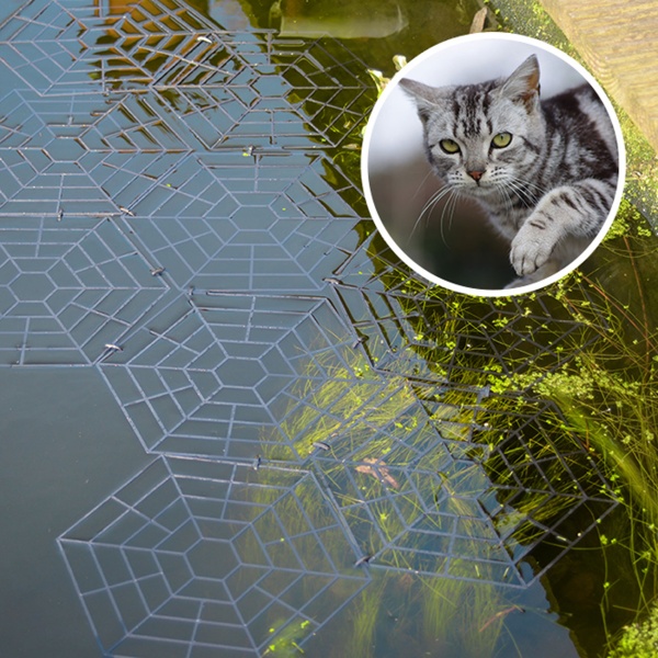 Zuverlässiger Reiher- & Katzenschutz für Gartenteiche: 20er Set Teichgitter, sechseckig Teichschutzgitter schwimmend