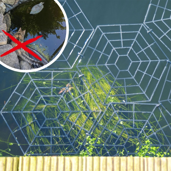 Zuverlässiger Reiher- & Katzenschutz für Gartenteiche: 20er Set Teichgitter, sechseckig Teichschutzgitter schwimmend