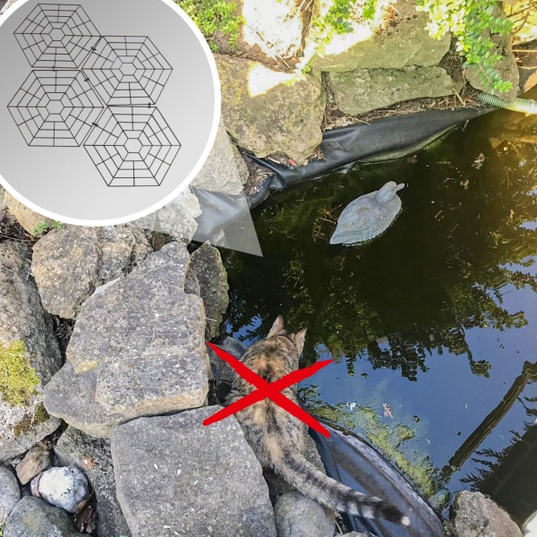 Zuverlässiger Reiher- & Katzenschutz für Gartenteiche: 20er Set Teichgitter, sechseckig Teichschutzgitter schwimmend