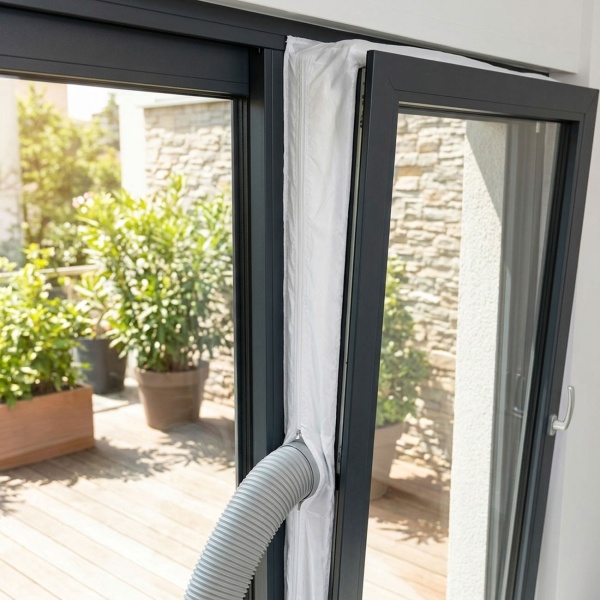 XXL Fensterabdichtung für mobile Klimageräte 600cm - Universelle Fensterdichtung und Türdichtung für Klimaanlagen Schlauch, Montage ohne Bohren